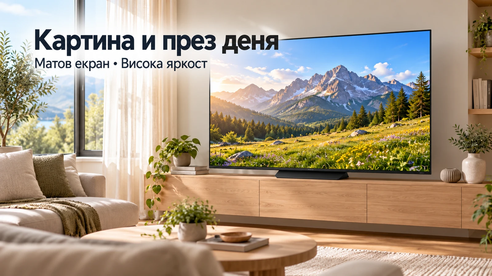 Илюстрация на Hisense 65UR8S в светла дневна